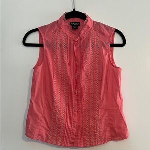 100% cotton Rafaella Petites 6 Petite pink button up blouse with lace